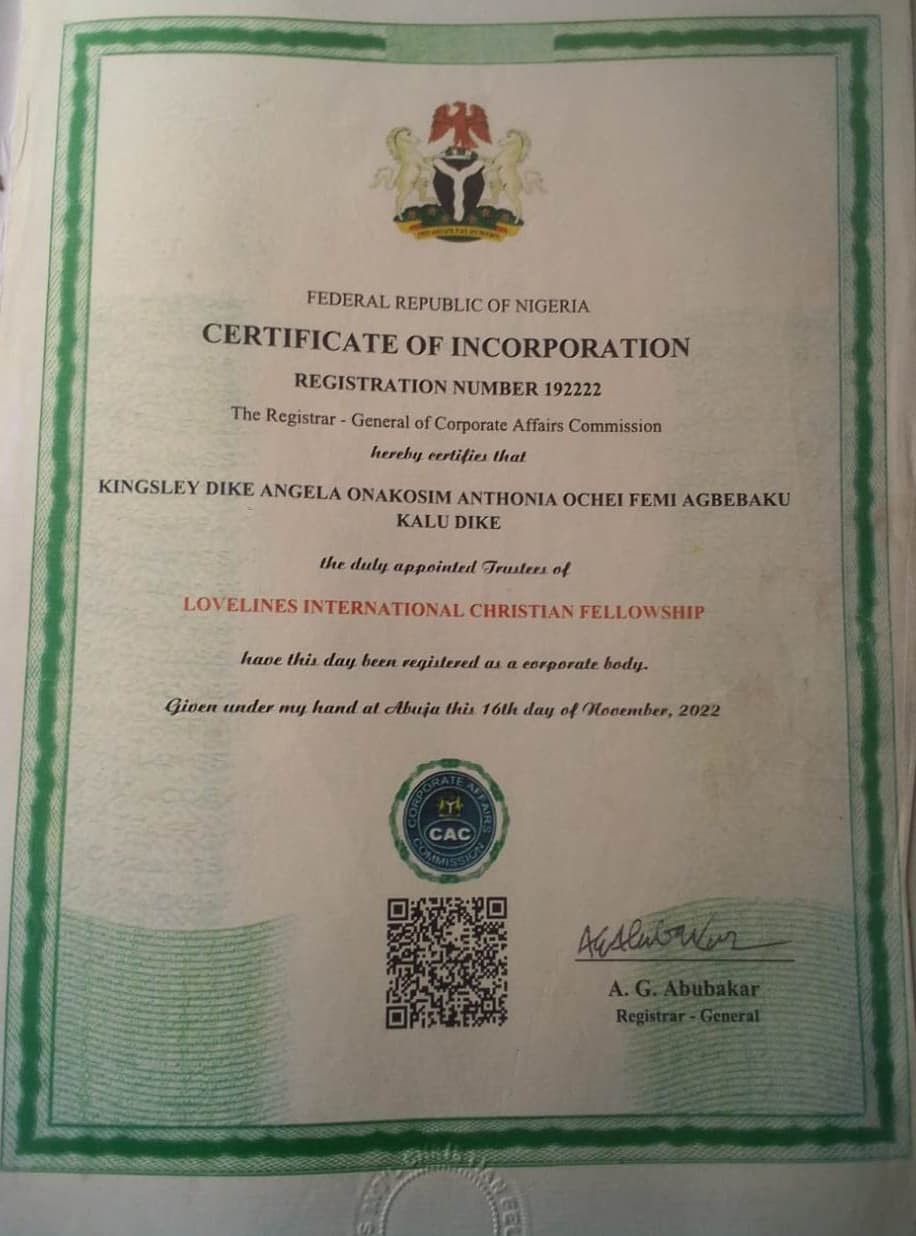CAC Certificate of Incorporation
