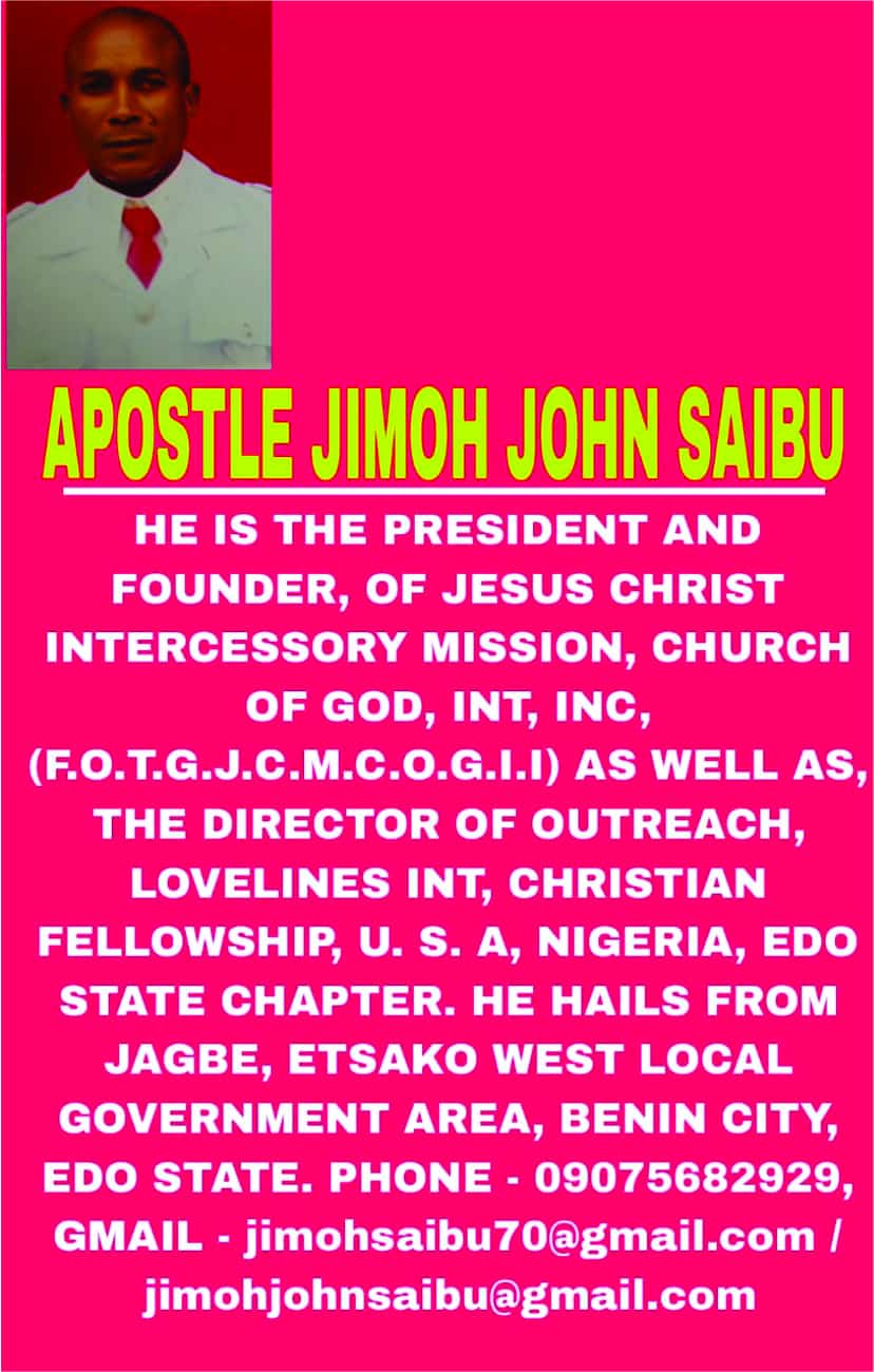 Apostle Jimoh John .S.